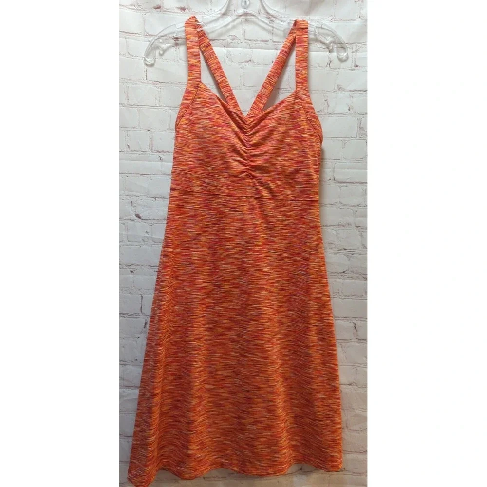 Mondetta activewear criss-cross strap tank dress medium red orange shelf bra - Picture 2 of 13